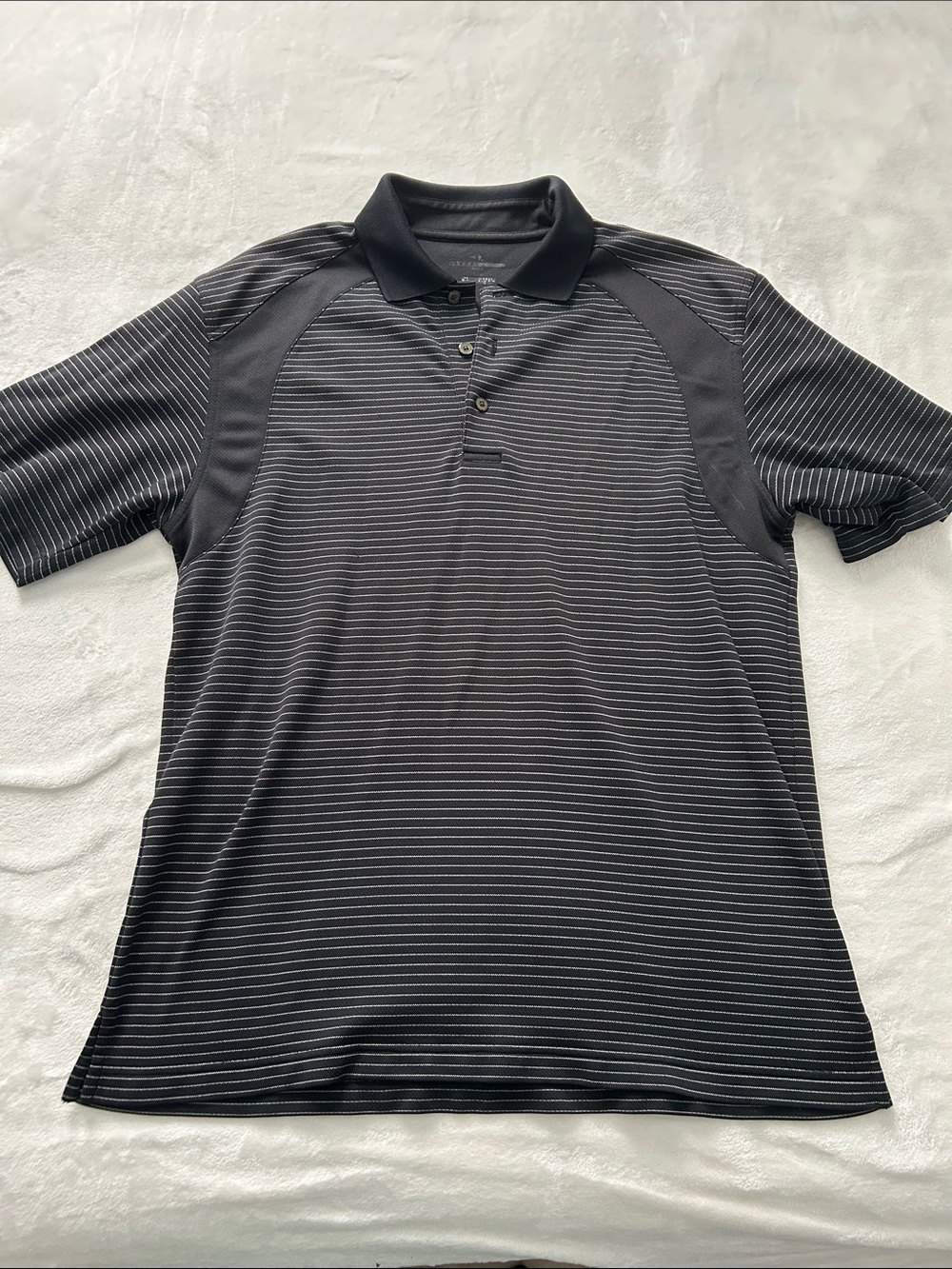 Men's Black Striped Performance Polo Shirt